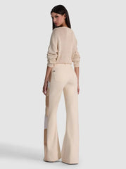 Alice + Olivia Beautiful Vegan Patchwork Jean in Off White Multi