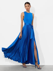 Alice + Olivia Chara Pleated Maxi Dress in True Blue