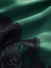 Alice + Olivia Claudia Lace Slip Top in Green Mystique Black