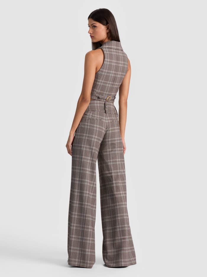 Alice + Olivia Donna Vest in Dark Chocolate Off White