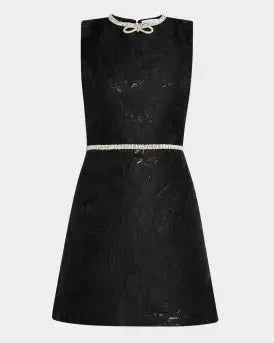 Alice + Olivia Ellis Embellished Bow Mini Dress in Black