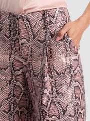 Alice + Olivia Eric Snakeskin Pant in English Rose Black