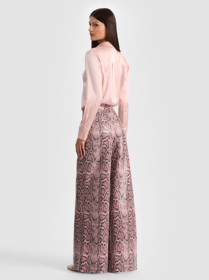 Alice + Olivia Eric Snakeskin Pant in English Rose Black