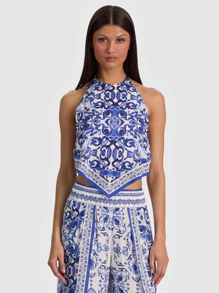 Alice + Olivia Frenchie Handkerchief Halter Top in Solstice