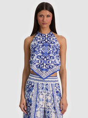Alice + Olivia Frenchie Handkerchief Halter Top in Solstice