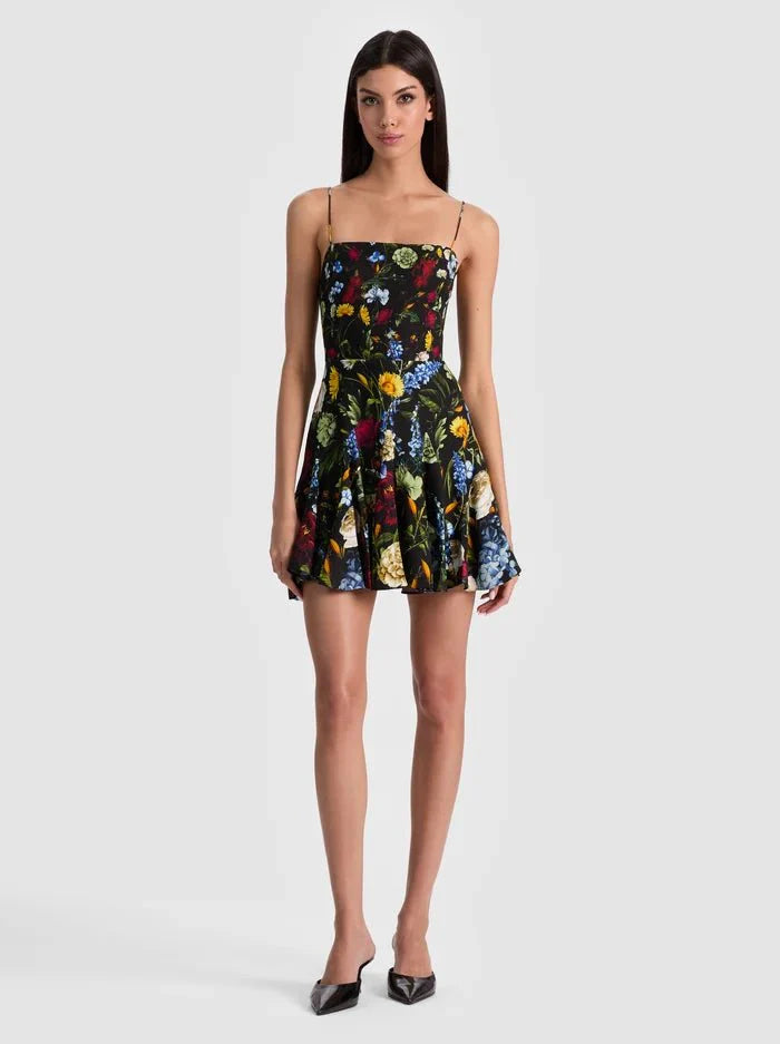 Alice + Olivia Ginny Mini Dress in Social Hour Black