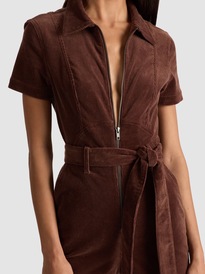 Alice + Olivia Gorgeous Wide Leg Jumpsuit in Dark Chocolate