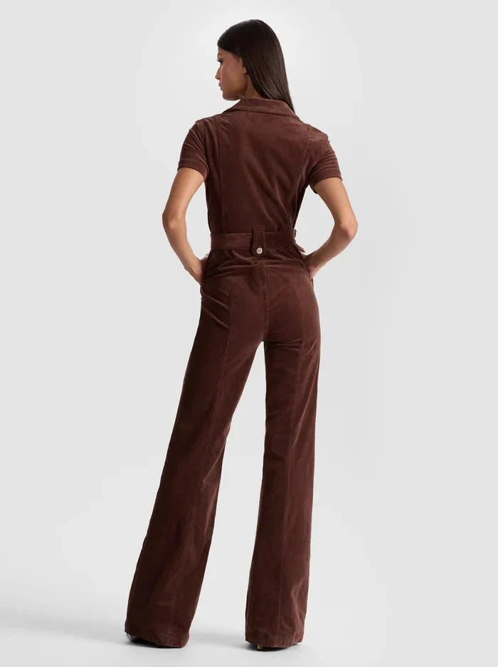 Alice + Olivia Gorgeous Wide Leg Jumpsuit in Dark Chocolate