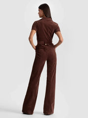 Alice + Olivia Gorgeous Wide Leg Jumpsuit in Dark Chocolate