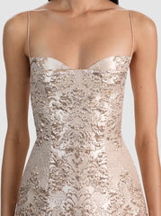 Alice + Olivia Hallie Peekaboo Mini Dress in Gold