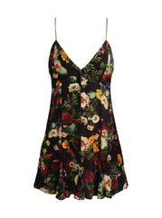 Alice + Olivia Julietta Mini Slip Dress in Magic Garden Black
