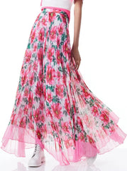 Alice + Olivia Katz Sunburst Pleated Maxi Skirt in High Tea Floral
