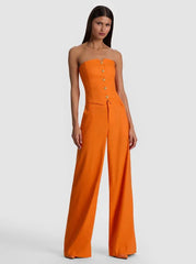 Alice + Olivia Kelcey Strapless Linen Vest in Orange