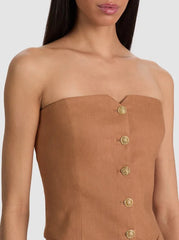 Alice + Olivia Kelcey Strapless Vest in Tan