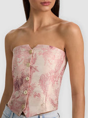 Alice + Olivia Kelcey Strapless Vest Top in English Rose Toile