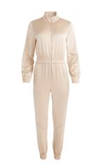 Alice + Olivia Levi Front Zip Jumpsuit in Almond