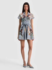 Alice + Olivia Lucy Denim Shirt Dress in Sierra Vintage/Multi