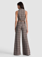 Alice + Olivia Olivia Vegan Wide Leg Pant in Dark Chocolate Off White