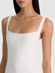 Alice + Olivia Polly Flared Midi Dress in White