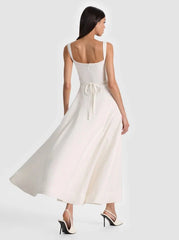 Alice + Olivia Polly Flared Midi Dress in White