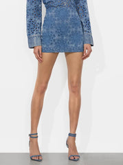 Alice + Olivia Rubi Denim Micro Skirt in Avery Blue