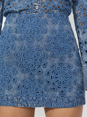 Alice + Olivia Rubi Denim Micro Skirt in Avery Blue