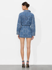 Alice + Olivia Rubi Denim Micro Skirt in Avery Blue
