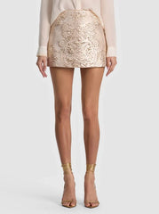 Alice + Olivia Rubi MIni Skirt in Gold