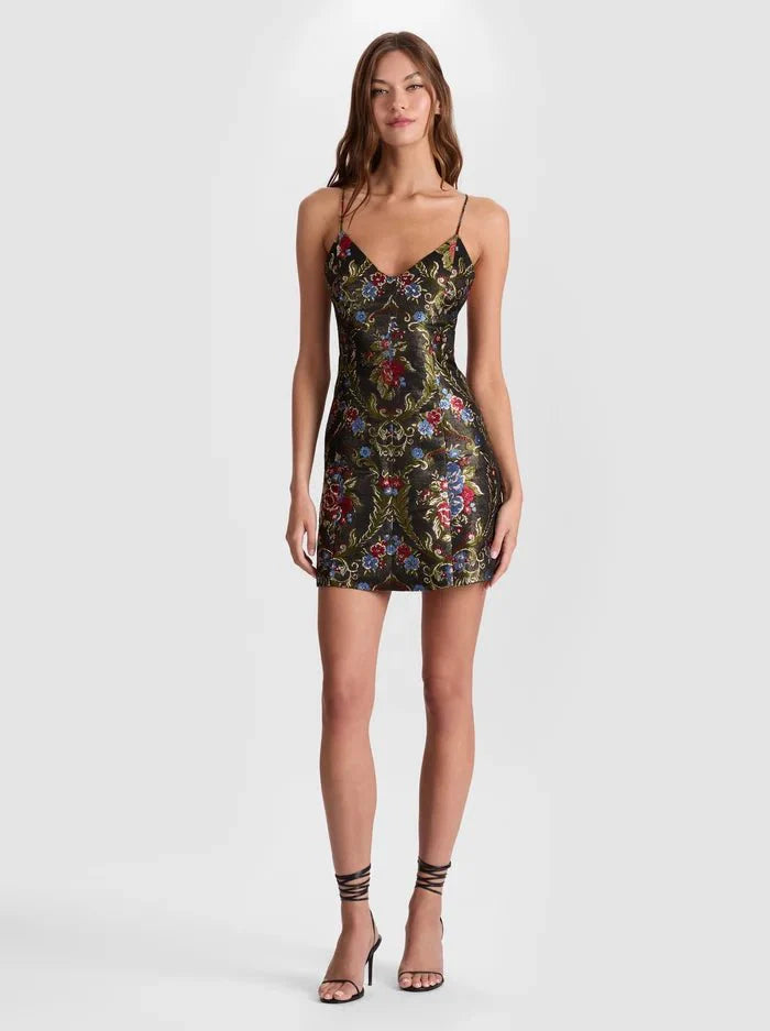 Alice + Olivia Tayla Mini Dress in Black Multi