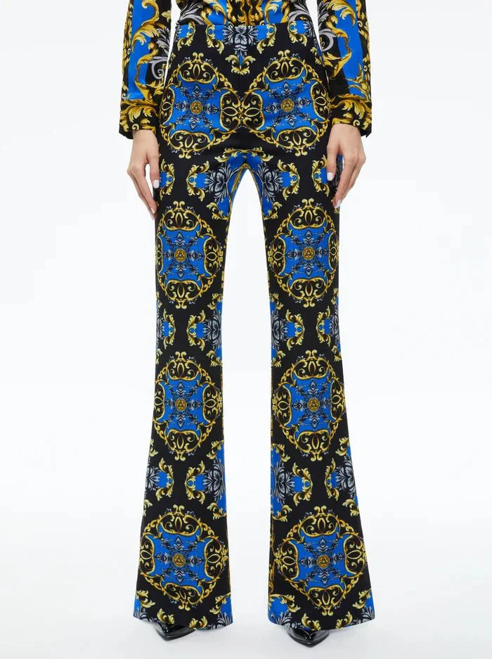 Alice + Olivia Teeny Fit Flare Bootcut Pant in Regal Romance Sapphire