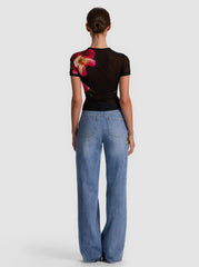 Alice + Olivia Tess Tee in Empress Bloom Black