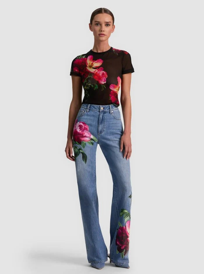 Alice + Olivia Tess Tee in Empress Bloom Black