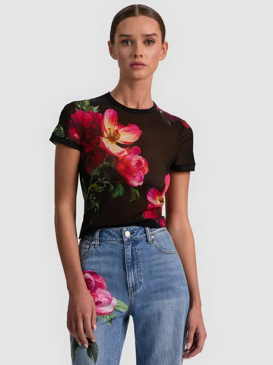 Alice + Olivia Tess Tee in Empress Bloom Black