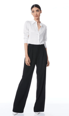 Alice + Olivia Willa Fitted Placket Top in White