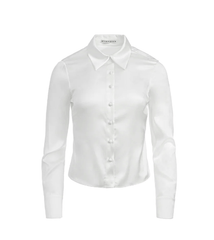 Alice + Olivia Willa Fitted Placket Top in White