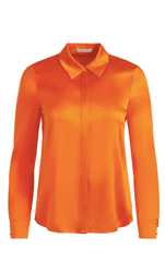Alice + Olivia Willa Placket Top in Orange Blaze