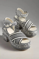 Amambaih Gala Heels in Ivory Black