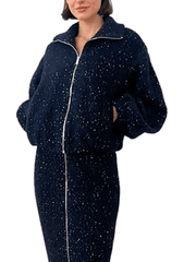 Amanda Como Bomber Jacket in Navy Multi