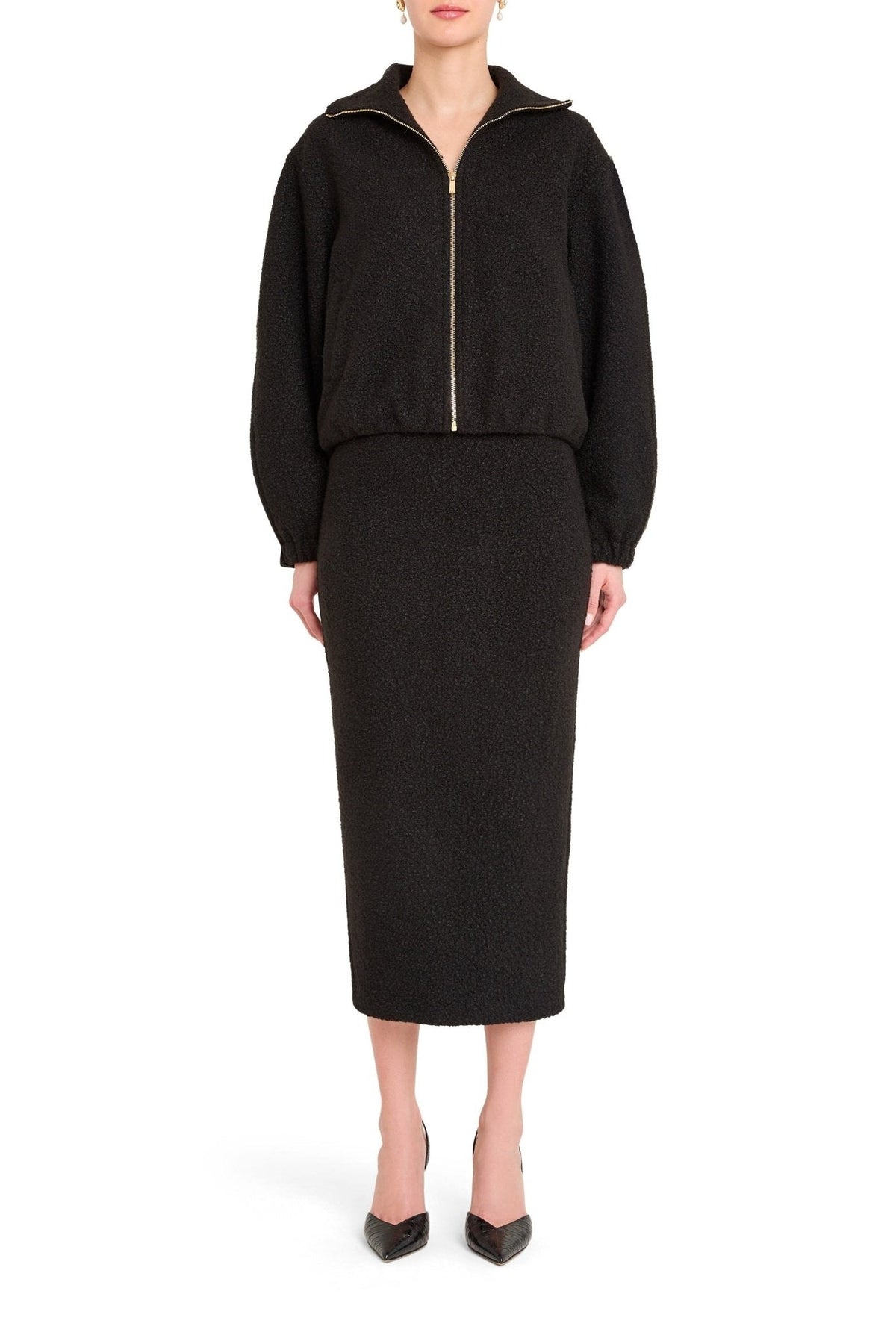 Amanda Uprichard Como Bomber Jacket in Black