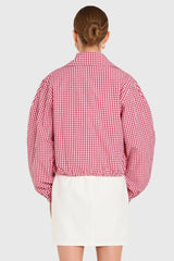 Amanda Uprichard Como Bomber Jacket in Ivory Red
