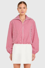 Amanda Uprichard Como Bomber Jacket in Ivory Red