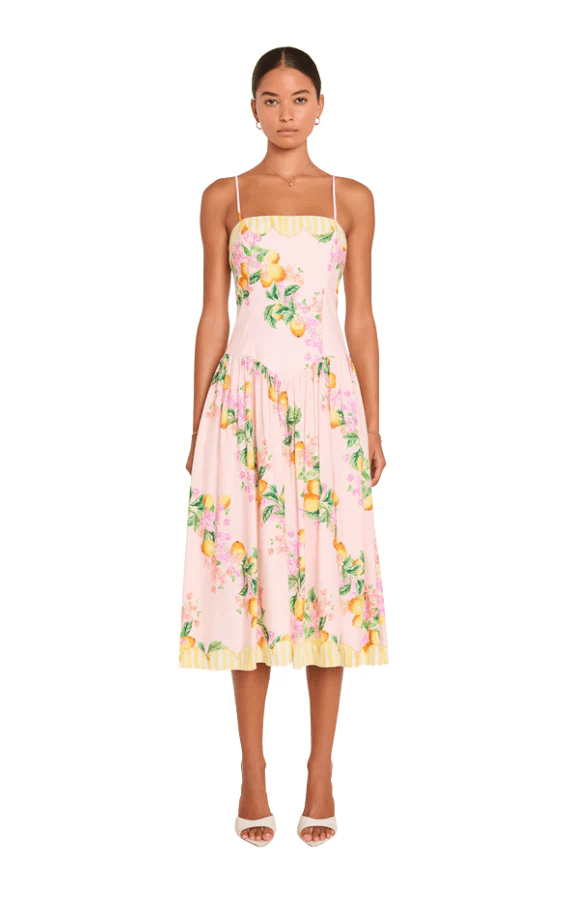 Amanda Uprichard Delora Midi Dress in Limoncello Print