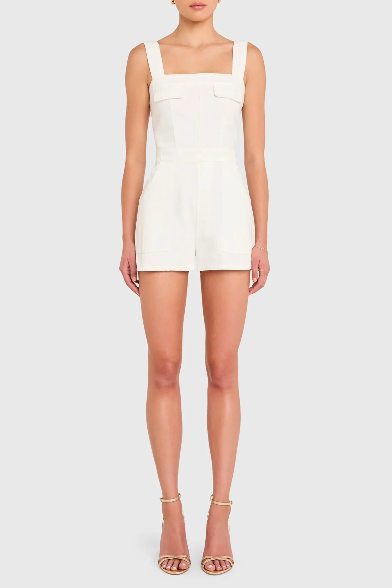 Amanda Uprichard Frida Romper in White Wash