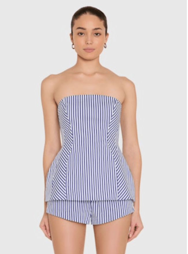 Amanda Uprichard Linda Top in Blue Ivory