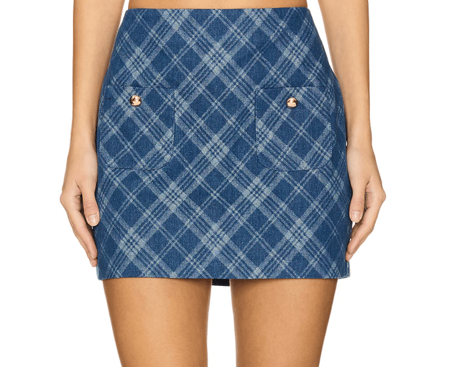 Amanda Uprichard Maven Skirt in Argyle Denim