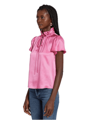 Amanda Uprichard Vittoria SS Silk Top in Pompei Pink