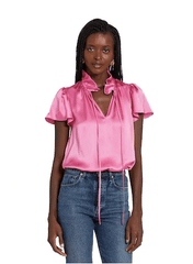Amanda Uprichard Vittoria SS Silk Top in Pompei Pink