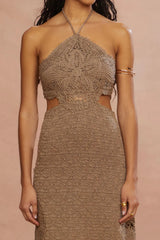Amur Clara Midi Knit Dress in Sand Dune