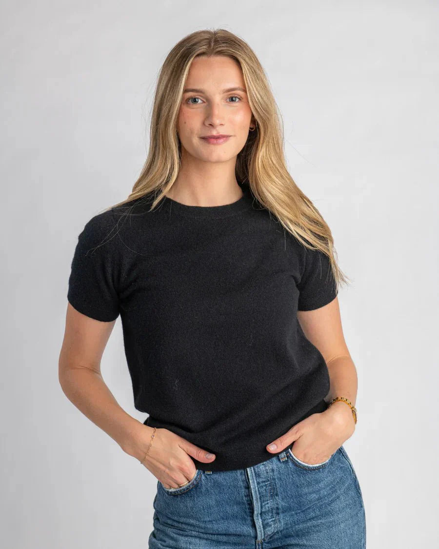 Archer Cashmere Gray Tee in Black