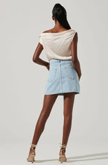 ASTR Ceres Satin Off Shoulder Top in Champagne